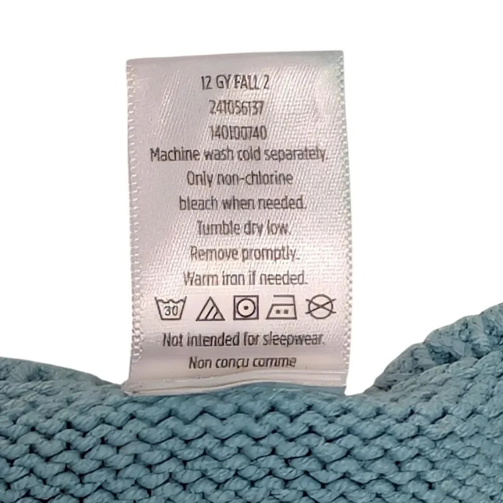 Gymboree Cable Knit Sweater Dress Girls Size 10 Aqua Blue Short Sleeve Ruffle